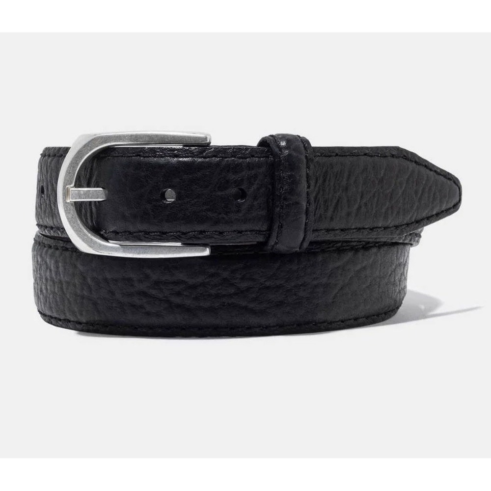 Black Shrunken Bison‎ Leather Belt Quality USA Handcrafted Western Casual XL 40"
